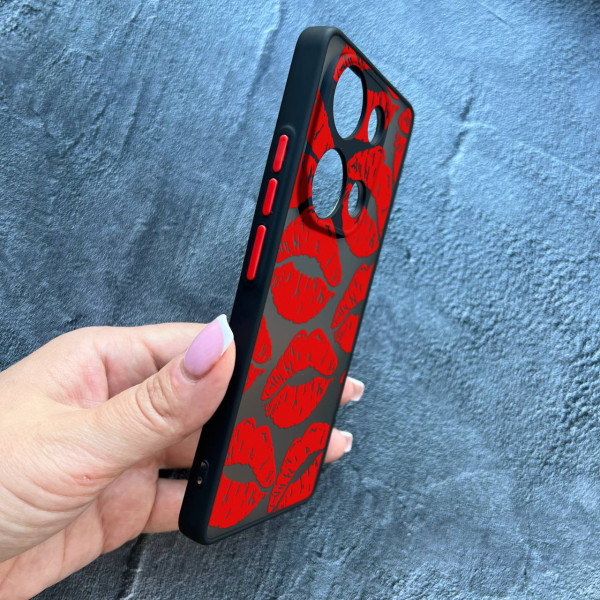 Чохол для Xiaomi Redmi Note 13 Pro 4G / Poco M6 Pro 4G / Xiaomi Redmi Note 14S з захистом камери червоні губи