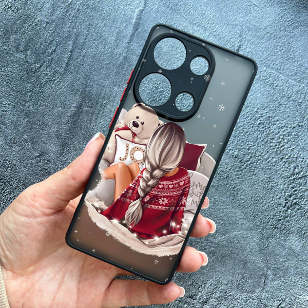 Чохол для Xiaomi Redmi Note 13 Pro 4G / Poco M6 Pro 4G / Xiaomi Redmi Note 14S з захистом камери дівчинка новорічний