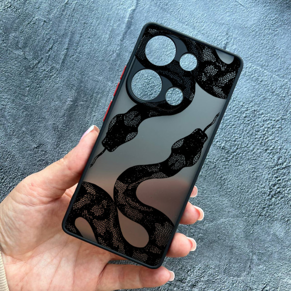 Чохол для Xiaomi Redmi Note 13 Pro 4G / Poco M6 Pro 4G / Xiaomi Redmi Note 14S з захистом камери змія чорна