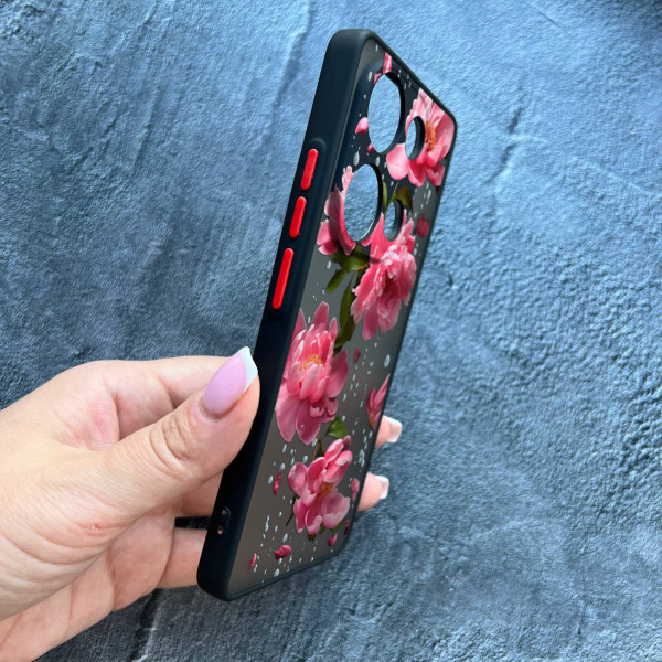 Чохол для Xiaomi Redmi Note 13 Pro 4G / Poco M6 Pro 4G / Xiaomi Redmi Note 14S з захистом камери півонії з дощем