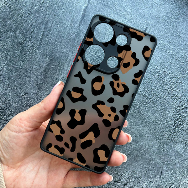 Чохол для Xiaomi Redmi Note 13 Pro 4G / Poco M6 Pro 4G / Xiaomi Redmi Note 14S з захистом камери леопард шоколадний