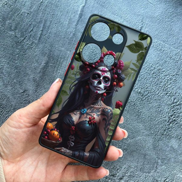 Чохол для Xiaomi Redmi Note 13 Pro 4G / Poco M6 Pro 4G / Xiaomi Redmi Note 14S з захистом камери Санта-Муерте з листями