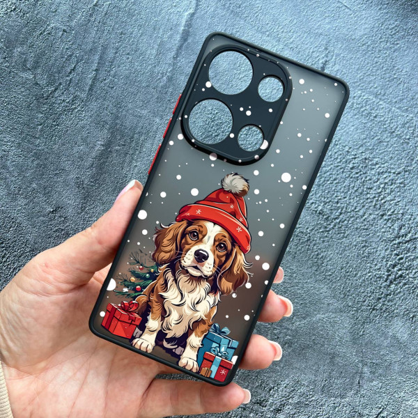 Чохол для Xiaomi Redmi Note 13 Pro 4G / Poco M6 Pro 4G / Xiaomi Redmi Note 14S з захистом камери новорічний песик