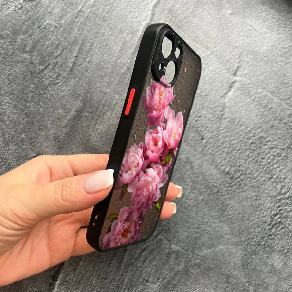 Чохол для iPhone 13 півонії з краплями
