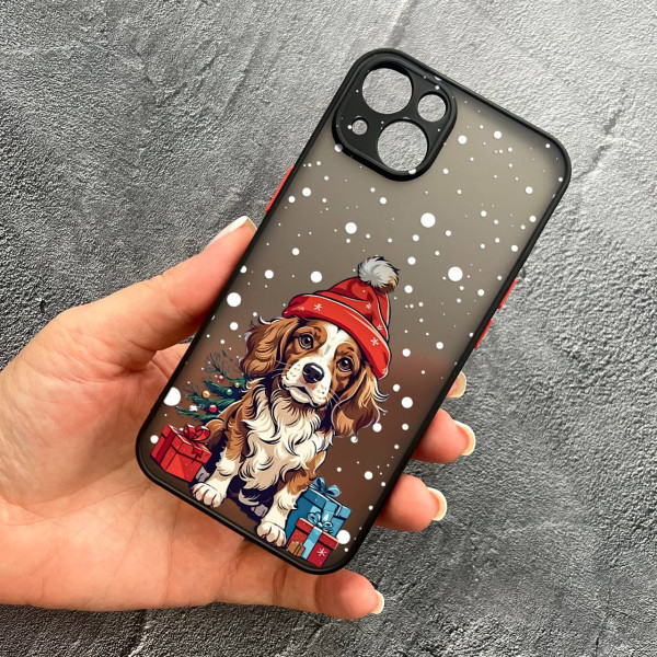 Чохол для iPhone 13 новорічний песик