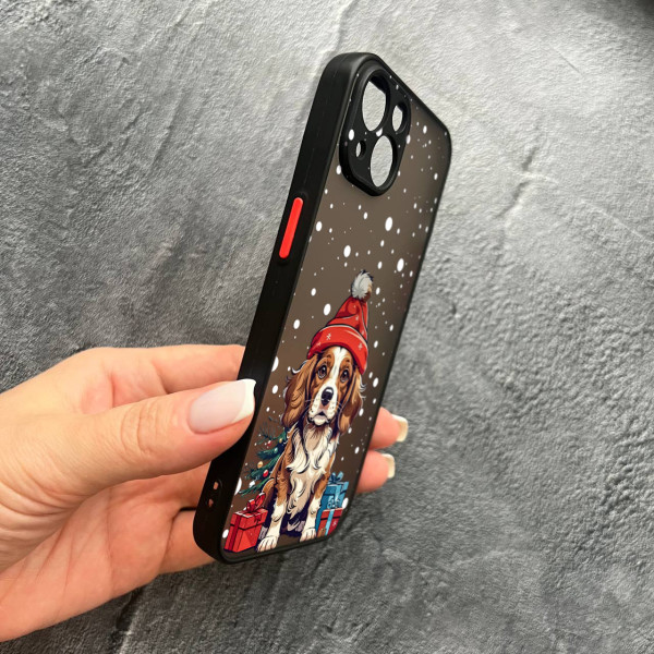 Чохол для iPhone 13 новорічний песик
