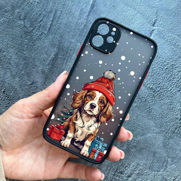Чехол для IPhone 11 новогодняя собачка