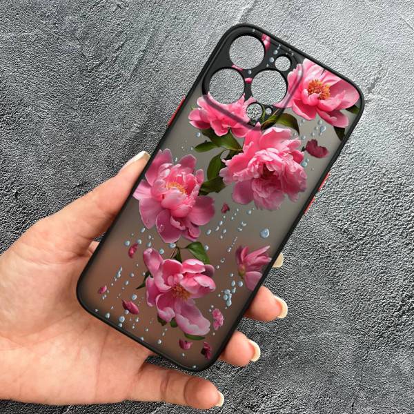 Чохол для iPhone 16 Pro Max півонії з дощем
