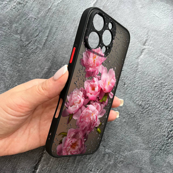 Чохол для iPhone 16 Pro Max півонії з краплями