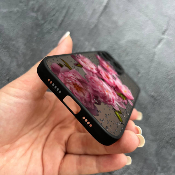 Чохол для iPhone 16 Pro Max півонії з краплями