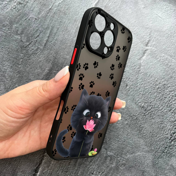 Чохол для iPhone 16 Pro Max котик з квіткою
