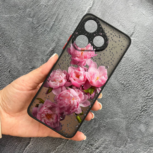 Чохол для Xiaomi Redmi 13 4G / Poco M6 4G півонії з краплями