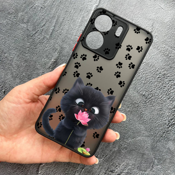 Чохол для Xiaomi Redmi 13C 4G / Poco C65 котик з квіткою
