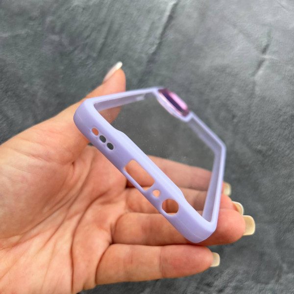 Чохол для Motorola G52 з бузковим бортиком та металевою обводкою по камері