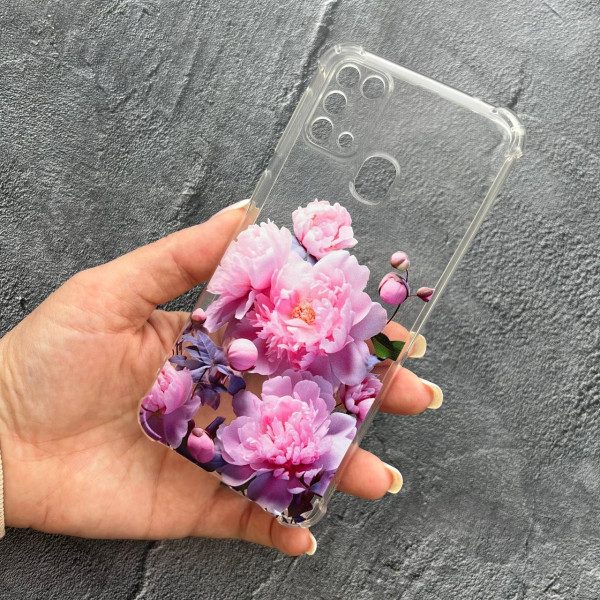 Чехол для Samsung Galaxy M31 пышные пионы противоударный прозрачный силиконовый чехол