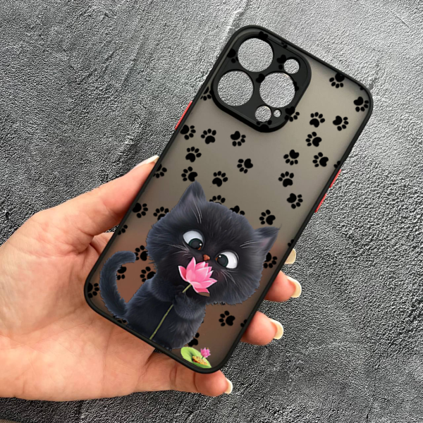 Чохол для iPhone 15 Pro Max котик з квіткою