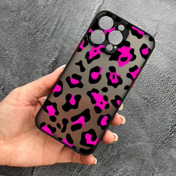Чохол для iPhone 15 Pro Max леопард рожевий