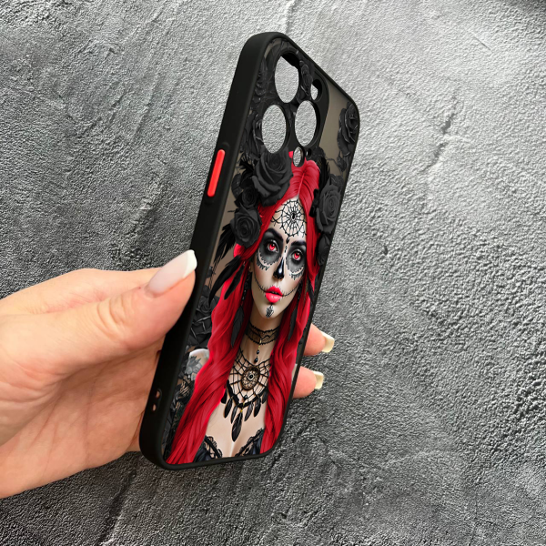 Чохол для iPhone 15 Pro Max Санта-Муерте у трояндах