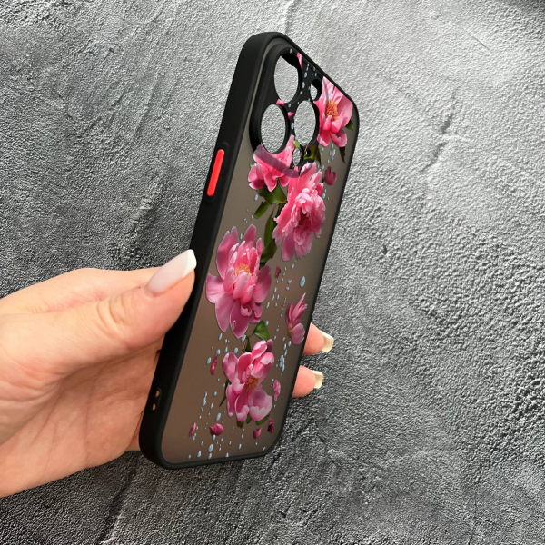 Чохол для iPhone 15 Pro Max півонії з дощем