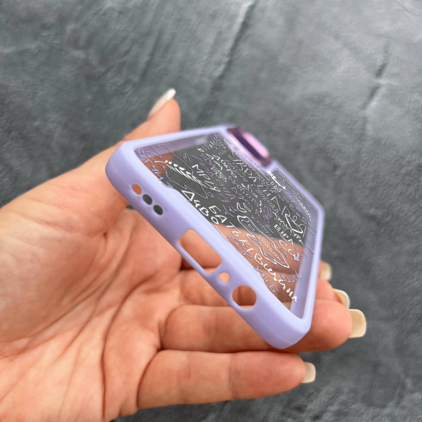 Чохол для Motorola G52 багато патріотичних слів з бузковим бортиком