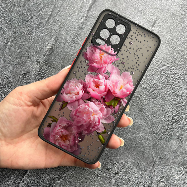 Чохол для Realme 8 / 8 Pro півонії з краплями