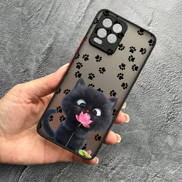 Чохол для Realme 8 / 8 Pro котик з квіткою