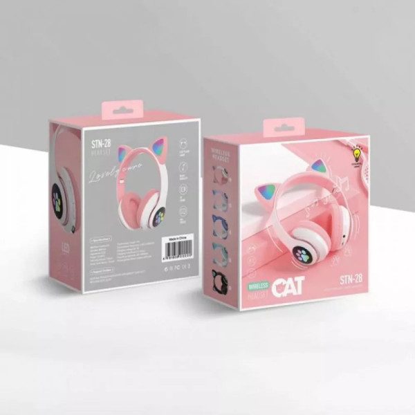 Беспроводные наушники с ушками TUCCI Pink