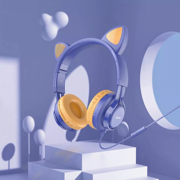 Наушники с ушками Hoco 25 Cat ear Midnight Blue