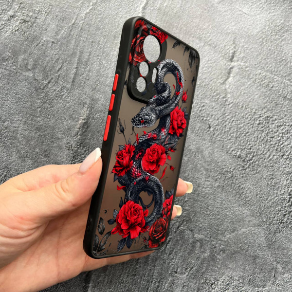 Чохол для Xiaomi 12 Lite змія у квітах
