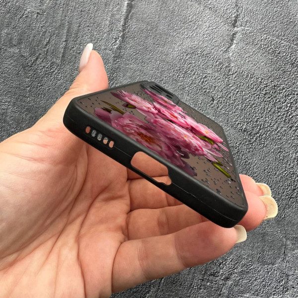 Чехол для Xiaomi 12 Lite пионы с каплями