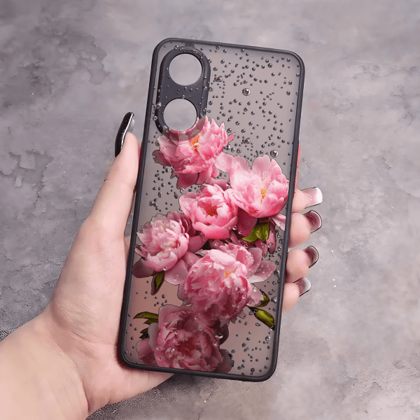Чехол для Oppo Reno 8T 4G пионы с каплями