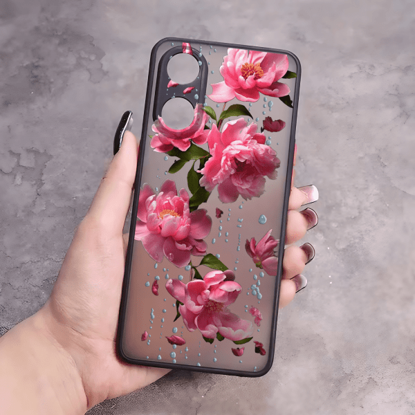 Чехол для Oppo Reno 8T 4G пионы с дождем