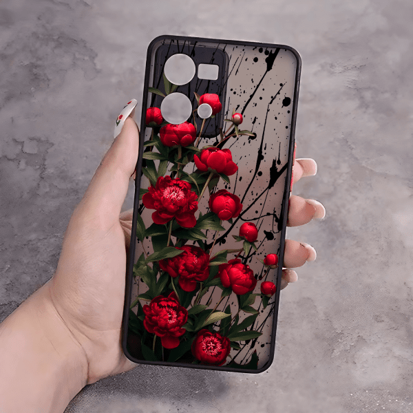 Чехол для Oppo Reno 7 4G красные пионы