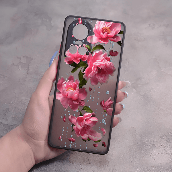 Чехол для Oppo Reno 10 / 10 Pro пионы с дождем