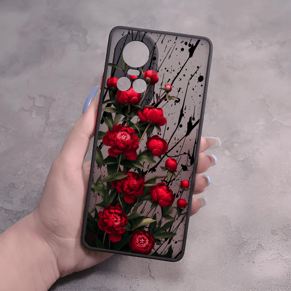 Чехол для Oppo Reno 10 / 10 Pro красные пионы