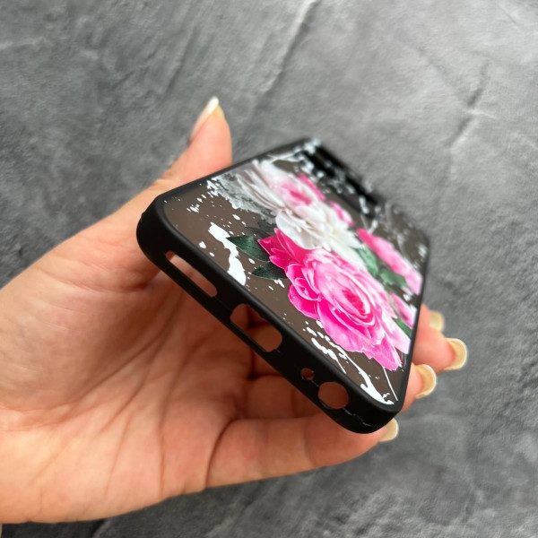 Чехол для Tecno Spark 10 / Tecno Spark 10С пионы классические с кляксами