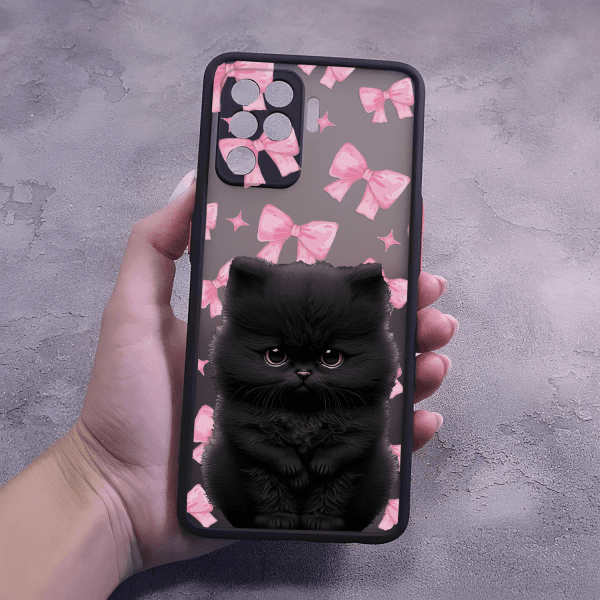 Чехол для Oppo Reno 5 Lite котик с бантиками