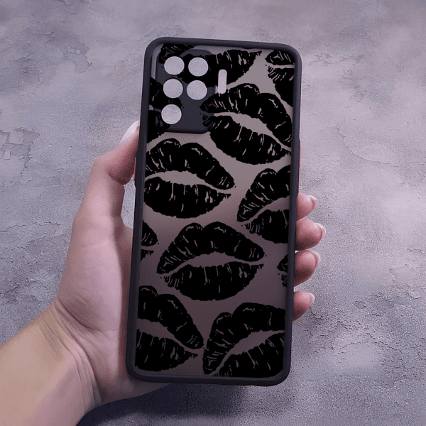 Чехол для Oppo Reno 5 Lite черные губы