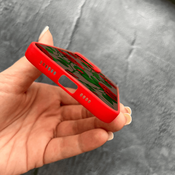 Чохол для iPhone 14 Pro Max червоні троянди червоний бортик