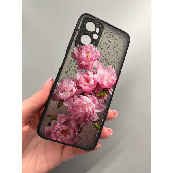 Чехол для Oppo A76 / A96 пионы с каплями