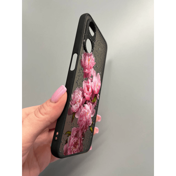 Чехол для Oppo A78 4G с защитой камеры пионы с каплями
