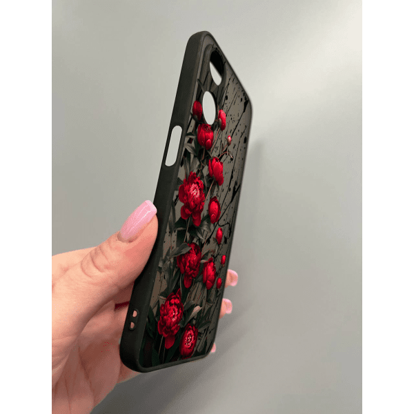 Чехол для Oppo A78 4G с защитой камеры красные пионы