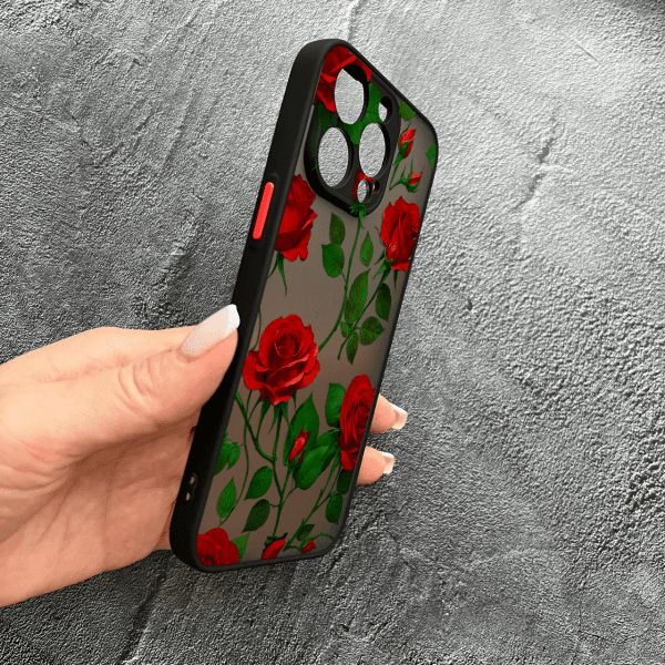 Чехол для iPhone 13 Pro Max с защитой камеры красные розы