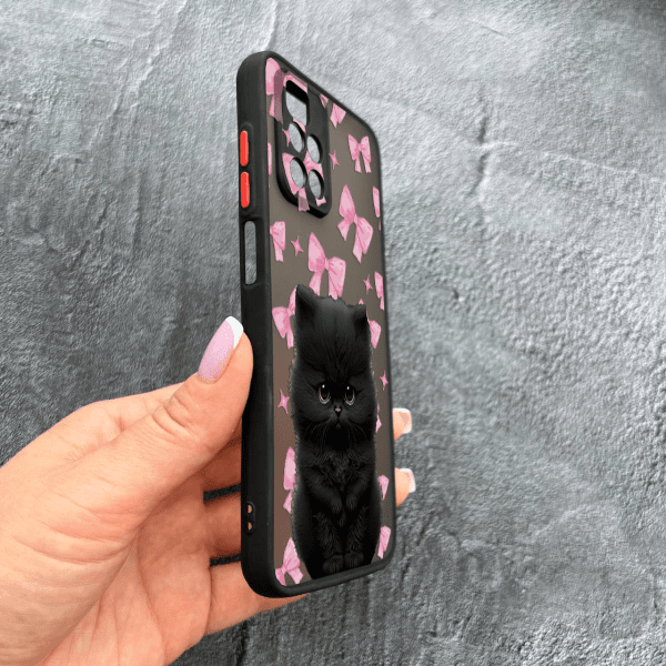Чехол для Xiaomi Redmi 10 с защитой камеры котик с бантиками