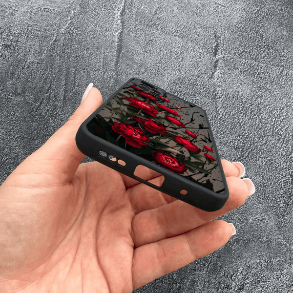 Чехол для Xiaomi Redmi 10 с защитой камеры красные пионы маленькие