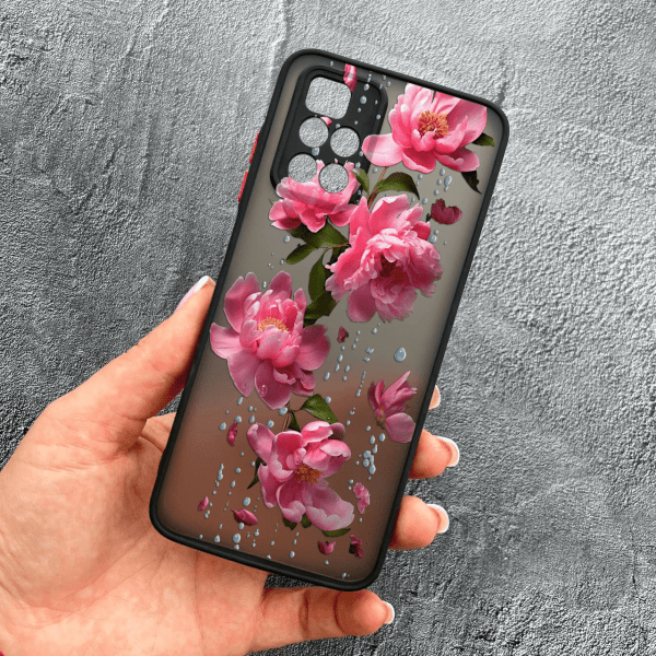 Чехол для Xiaomi Redmi 10 с защитой камеры пиона с дождем