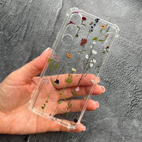 Чехол для Samsung Galaxy M34 с защитой камеры лианы противоударный прозрачный силиконовый чехол