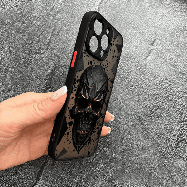 Чехол для iPhone 14 Pro Max с защитой камеры череп в кубе