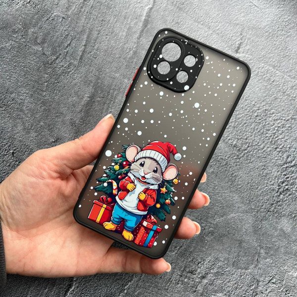 Чехол для Xiaomi Mi 11 Lite с защитой камеры новогодний мышонок