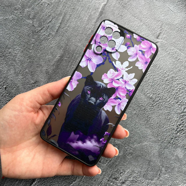 Чохол для Samsung Galaxy A12 / M12 з захистом камери пантера з квітами